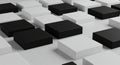 Black and white rectangular boxes arranged in an alternating grid pattern on a flat Royalty Free Stock Photo