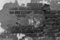 black and white, Red brick masonry, Texture of the old brick wall. Royalty Free Stock Photo