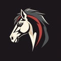 Percheron Horse Head Logo Designer On Black Background