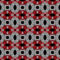 Black white red ornamental greek vector seamless pattern. Geometric modern elegant background. Abstract repeat Royalty Free Stock Photo