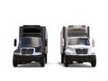 Black and white refrigerator trucks - side by side - front view