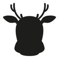 Black and white reindeer head simple silhouette Royalty Free Stock Photo