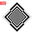 A black and white relief tunnel. Optical illusion. Vector illustration. Black and white squares. eps 10 Royalty Free Stock Photo