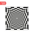 A black and white relief tunnel. Optical illusion. Vector illustration. Black and white squares. eps10 Royalty Free Stock Photo