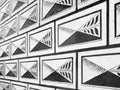 Black and white renaissance letter sgraffito pattern of the facade Royalty Free Stock Photo