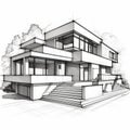 Modern Architectural Sketch Of An Exclusive House Royalty Free Stock Photo