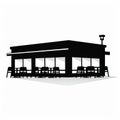 Minimalist Silhouette Of A Restaurant: Stark Black And White Design