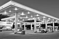 Black and White Retail Gasoline Station and Convenience Store Royalty Free Stock Photo