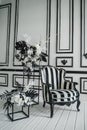 Black and white retro chair in the interior Royalty Free Stock Photo