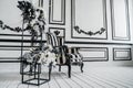 Black and white retro chair in the interior Royalty Free Stock Photo