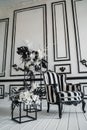 Black and white retro chair in the interior Royalty Free Stock Photo