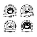 Black and white retro crown stamps