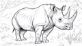 Rhino Drawing Outline Art - Majestic. Royalty Free Stock Photo