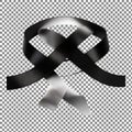 Black and White Ribbon on Checkered Background Royalty Free Stock Photo