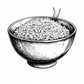 Black And White Rice Bowl Illustration Royalty Free Stock Photo