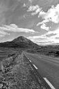 Black and white road to the Errigal mountains Ireland