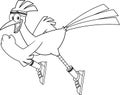 Black And White Roadrunner Bird Cartoon Character Jogging