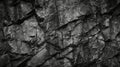 Black white rock texture with Dark gray stone granite background for design. Rough cracked mountain surface. Close-up. Crumbled Royalty Free Stock Photo