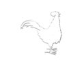 Black and white rooster outline template isolated on white background