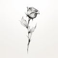 Minimalist Black And White Rose Illustration With Fantasy Elements