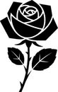 Black and White Rose Silhouette Royalty Free Stock Photo