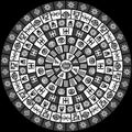 Black and white round design with ethnic symbols