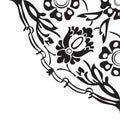 Black and white round floral border corner abstract background v Royalty Free Stock Photo