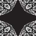 Black and white round floral border corner abstract background v Royalty Free Stock Photo