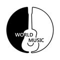 Black and white round logo with guitar outline