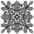 Black and white round symmetrical pattern. arabesque design. fancy decorative mandala Royalty Free Stock Photo