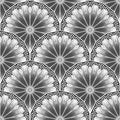 Black and white round tiled floral lines mandalas seamless pattern. Greek meanders frames. Ornate vector background. Chamomile Royalty Free Stock Photo