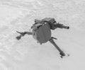 Black and white, Russian grenade launcher on the frame. Royalty Free Stock Photo