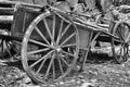 A Black and white rustic vintage French farmers cart for transportation of farm produce Royalty Free Stock Photo