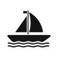 Black and White Sailing Boat Illustration Royalty Free Stock Photo