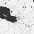 Black and white Saint-Petersburg map background. Air city terrain panorama. Simple creative town backdrop