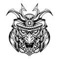 Black and White Samurai Head Mecha Illustration