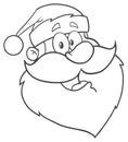 Black And White Santa Claus Face Classic Cartoon Mascot Character Hand Drawing