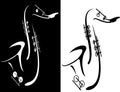 Black and white saxophone