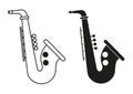 Black And White Saxophone Icon Flat Design Vector Royalty Free Stock Photo