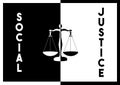 A black and white scales illustration logo design to symbolize balance, law and the concept of social justice Royalty Free Stock Photo