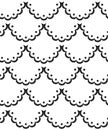 Black and white scalloped lacy edge embroidery, seamless pattern, vector