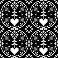 Black and white scandinavian style floral ornament