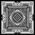 Black and white scarf design with ethnic motifs