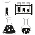 Black and white science test tube silhouette set Royalty Free Stock Photo