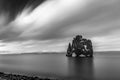 Black and white of sea rock of Hvitserkur, Iceland