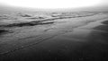 Black and White Sea Water Waves Sand Background Royalty Free Stock Photo