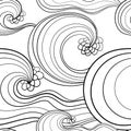 Black and white seamles oceanic pattern for coloring