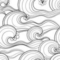 Black and white seamles oceanic pattern for coloring