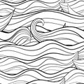 Black and white seamles pattern with oceanic waves.