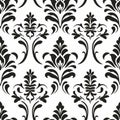 Black And White Seamless Damask Pattern: Detailed And Handcrafted Vector Art Royalty Free Stock Photo